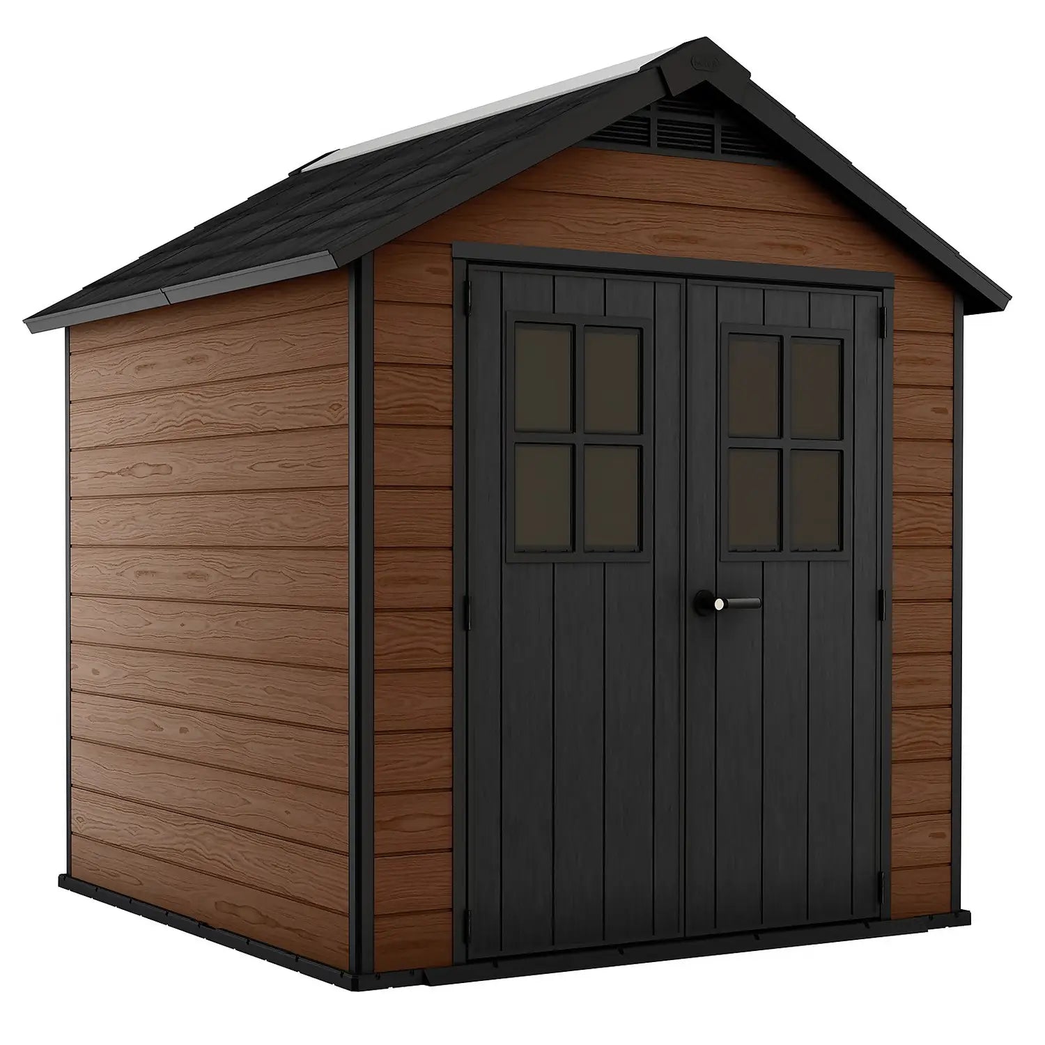 Keter Newton 7 x 7 ft Resin Storage Shed – Double Door Apex Roof Outdoor Plastic Shed