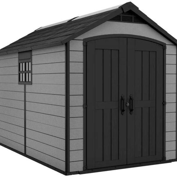 Keter Premier 7.5 x 11 ft Resin Storage Shed – Large Outdoor Plastic Garden Shed, Grey