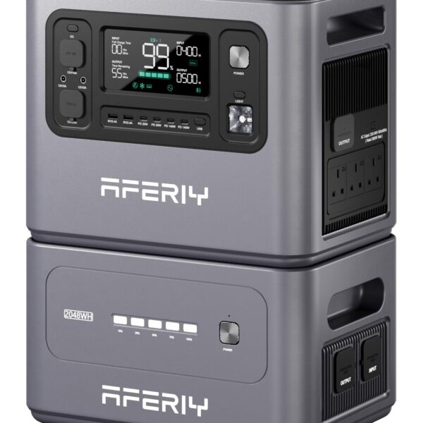 AFERIY P280 4096Wh Portable Power Station with Extra Battery – 2800W LiFePO4 Solar Generator for Home Backup