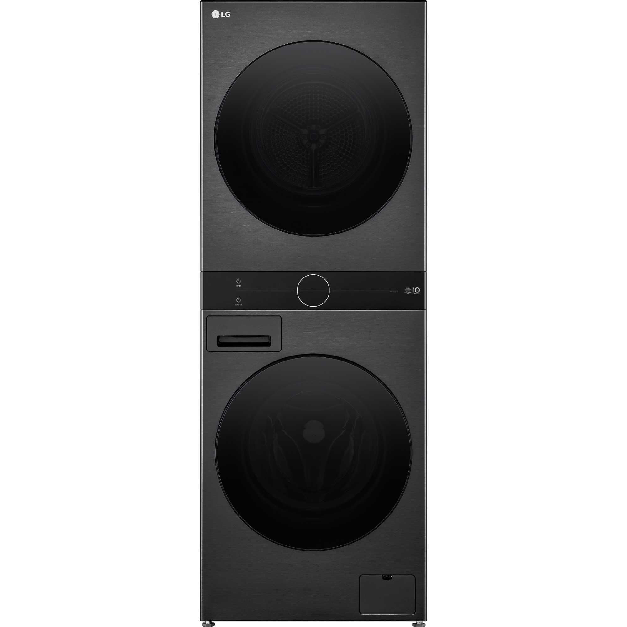 LG WashTower Washer & Dryer Stack – Wi-Fi Smart Front Load Washer and Dryer, Platinum Black