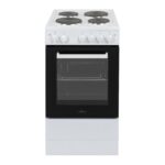 Freestanding Electric Cooker 62L 4 Solid Plate Hobs White