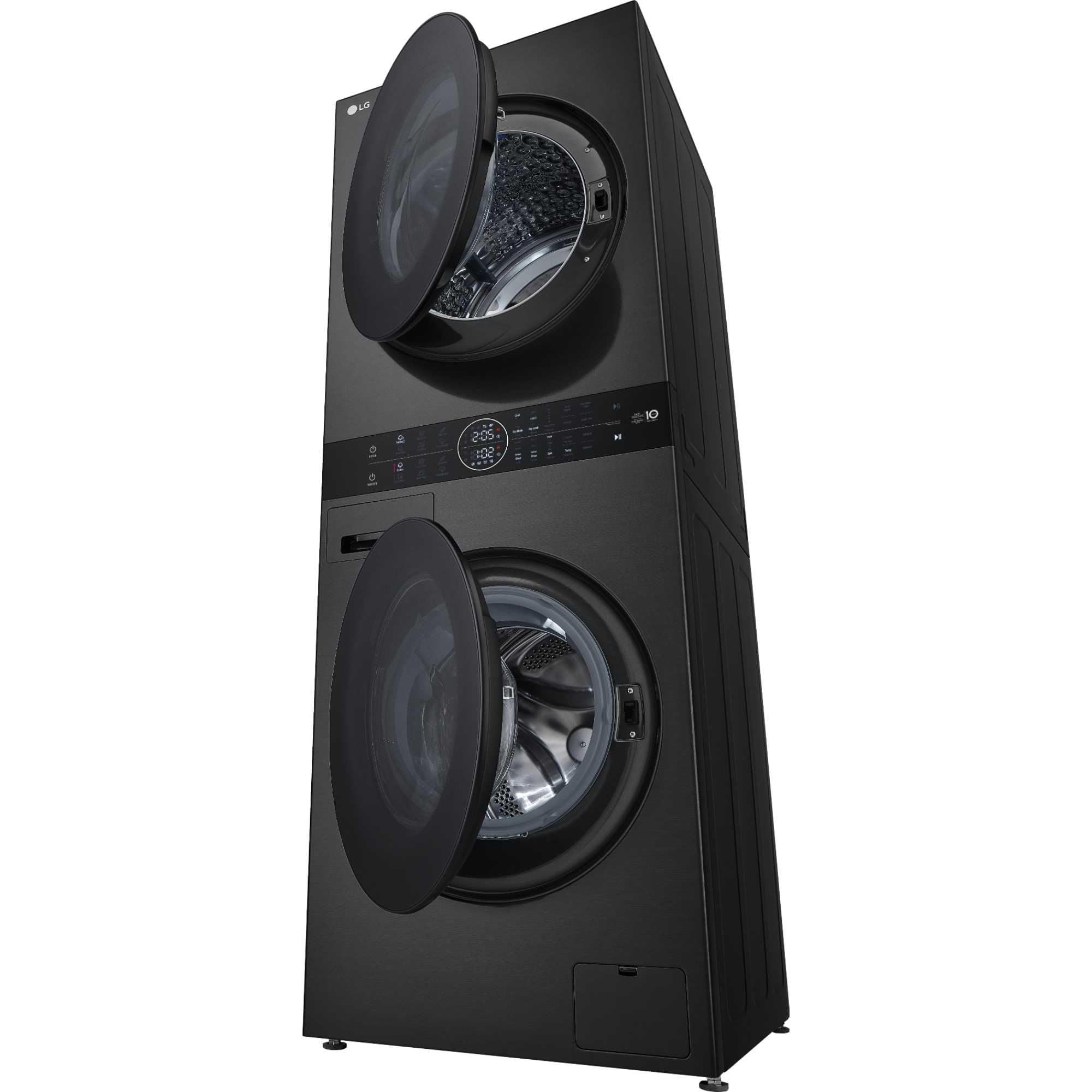 LG WashTower Washer & Dryer Stack – Wi-Fi Smart Front Load Washer and Dryer, Platinum Black