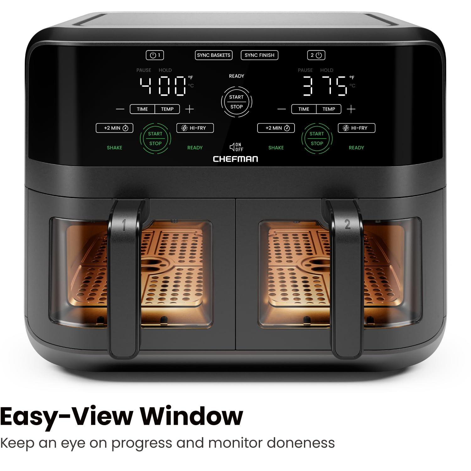 6 Quart Dual Basket Air Fryer Oven with Easy View Windows
