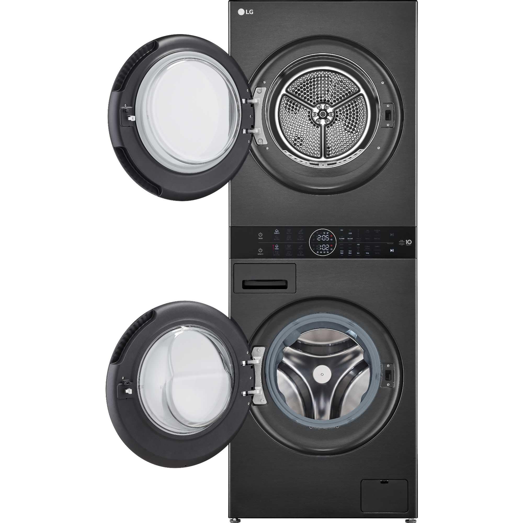 LG WashTower Washer & Dryer Stack – Wi-Fi Smart Front Load Washer and Dryer, Platinum Black
