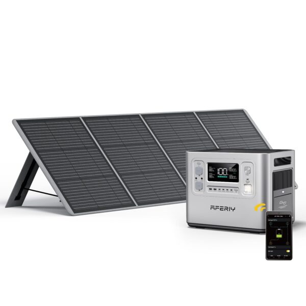 AFERIY 2400W 2048Wh Portable Power Station with 200W Solar Panel – LiFePO4 Solar Generator, 1.5 Hr Fast Charge