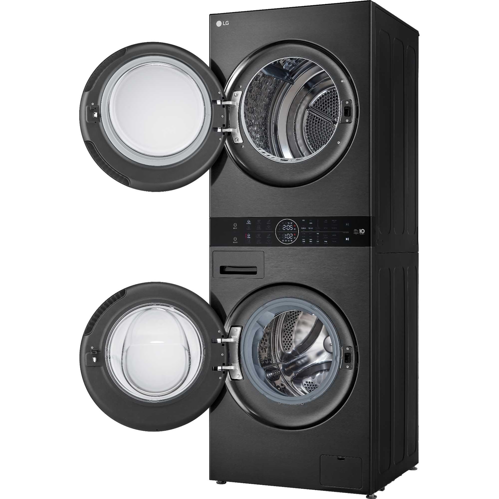 LG WashTower Washer & Dryer Stack – Wi-Fi Smart Front Load Washer and Dryer, Platinum Black