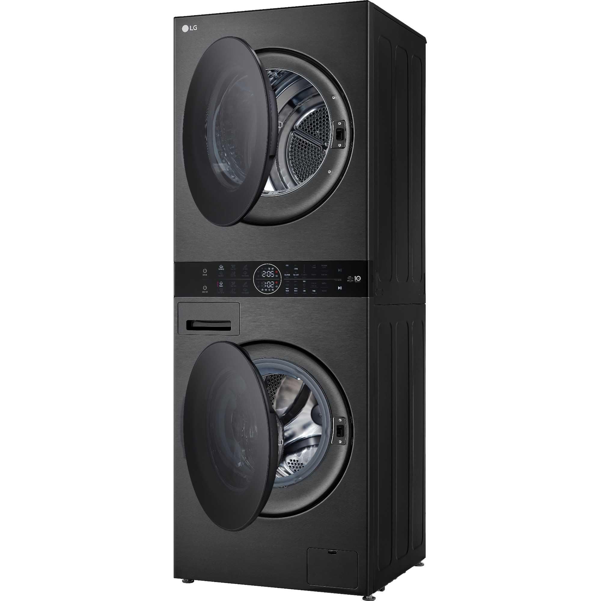 LG WashTower Washer & Dryer Stack – Wi-Fi Smart Front Load Washer and Dryer, Platinum Black