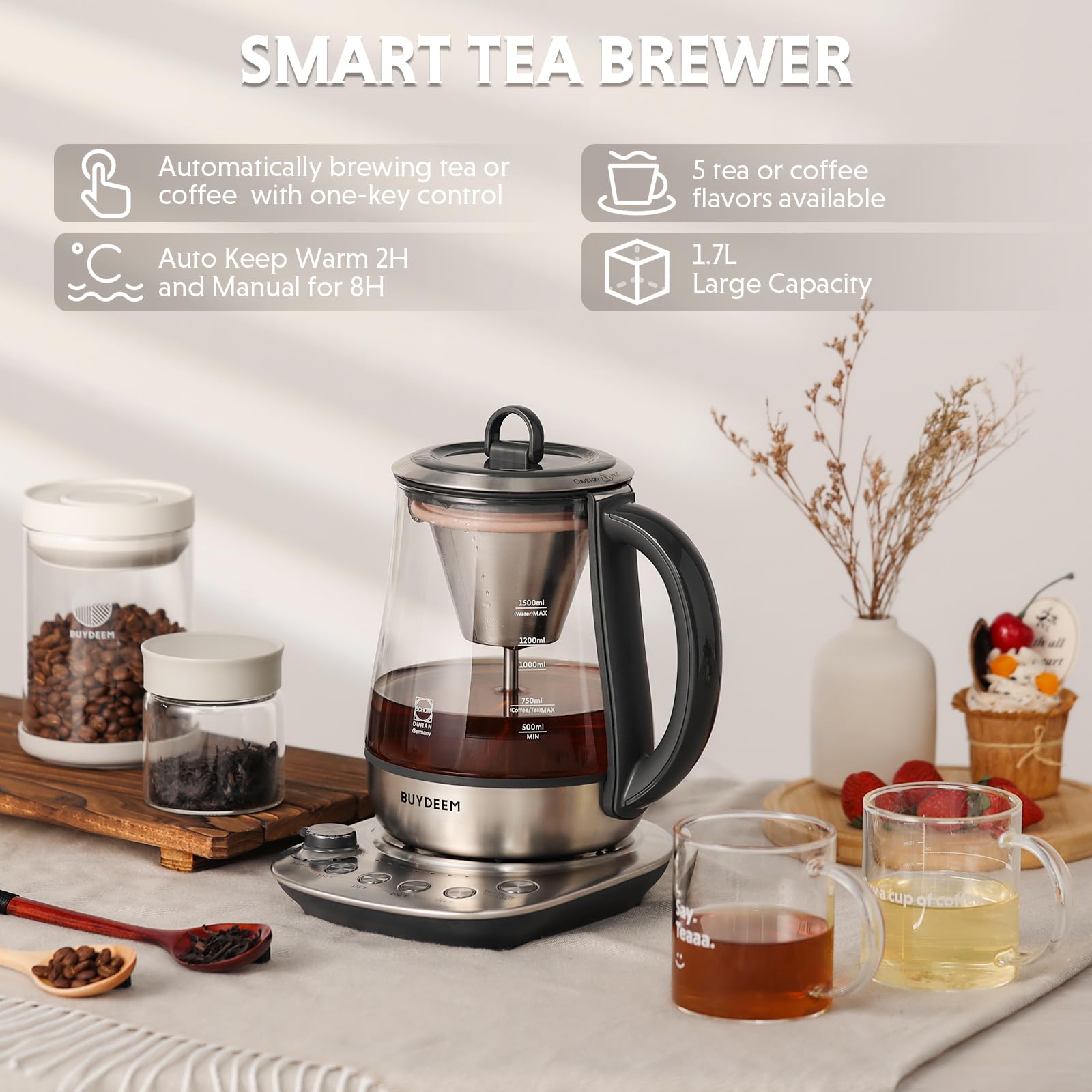 K176 Tea Maker, Multifunctional Stainless Steel Electric Kettle