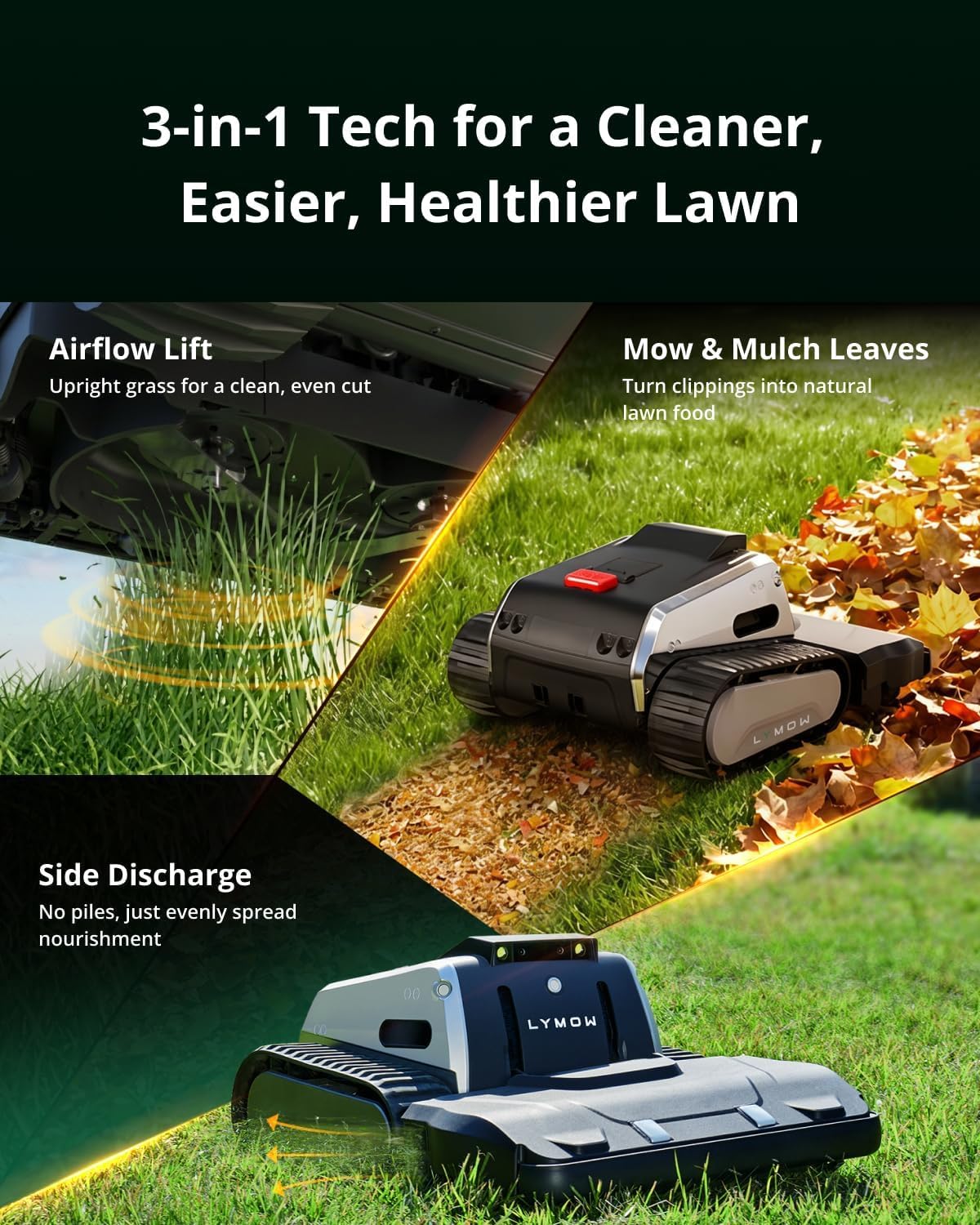 Lymow One Plus Robot Lawn Mower – Wire-Free RTK + Vision, 45° Slope Climbing, 1.1 Acres Daily, 16 in Dual Blades