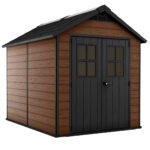 Keter Newton 7 x 9 ft Resin Storage Shed – Double Door Apex Roof Outdoor Plastic Shed
