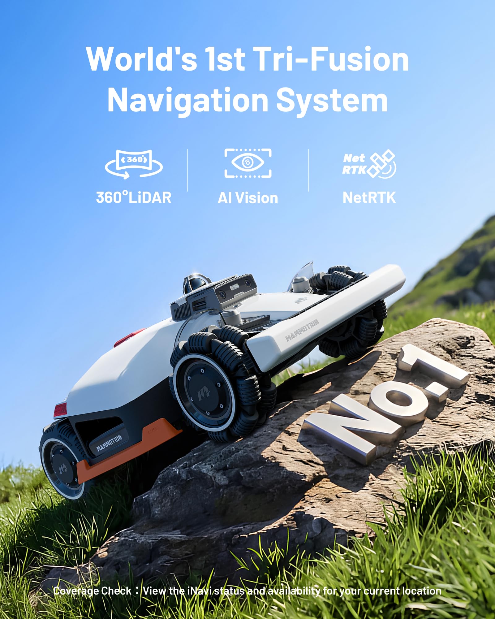 Mammotion LUBA 3 AWD 1500 Robot Lawn Mower – Wire-Free LiDAR + RTK + AI Vision, for Lawns up to 0.37 Acre