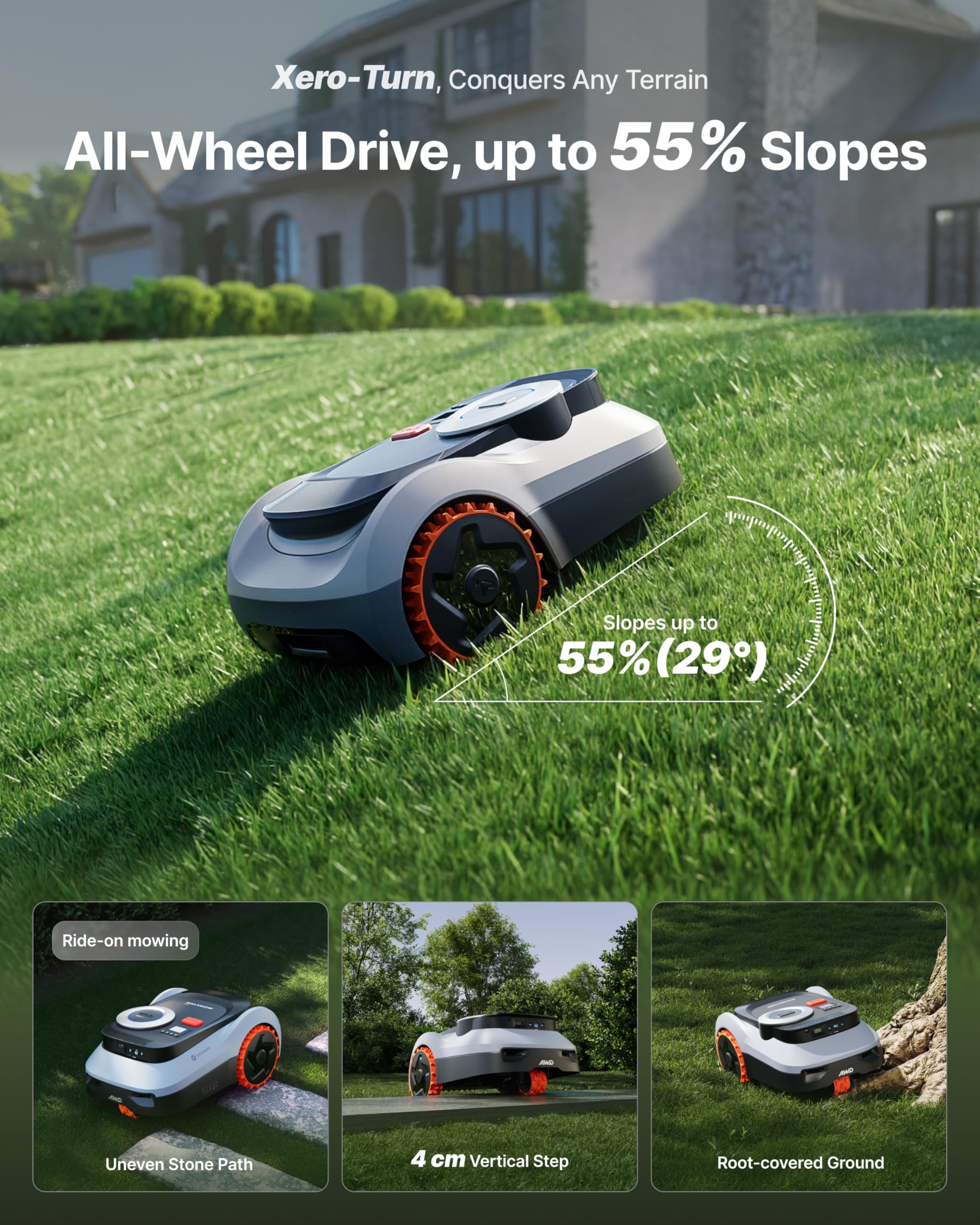 Segway Navimow i210 LiDAR Pro Robot Lawn Mower with Garage – Wire-Free LiDAR Mower for Lawns up to 0.25 Acre