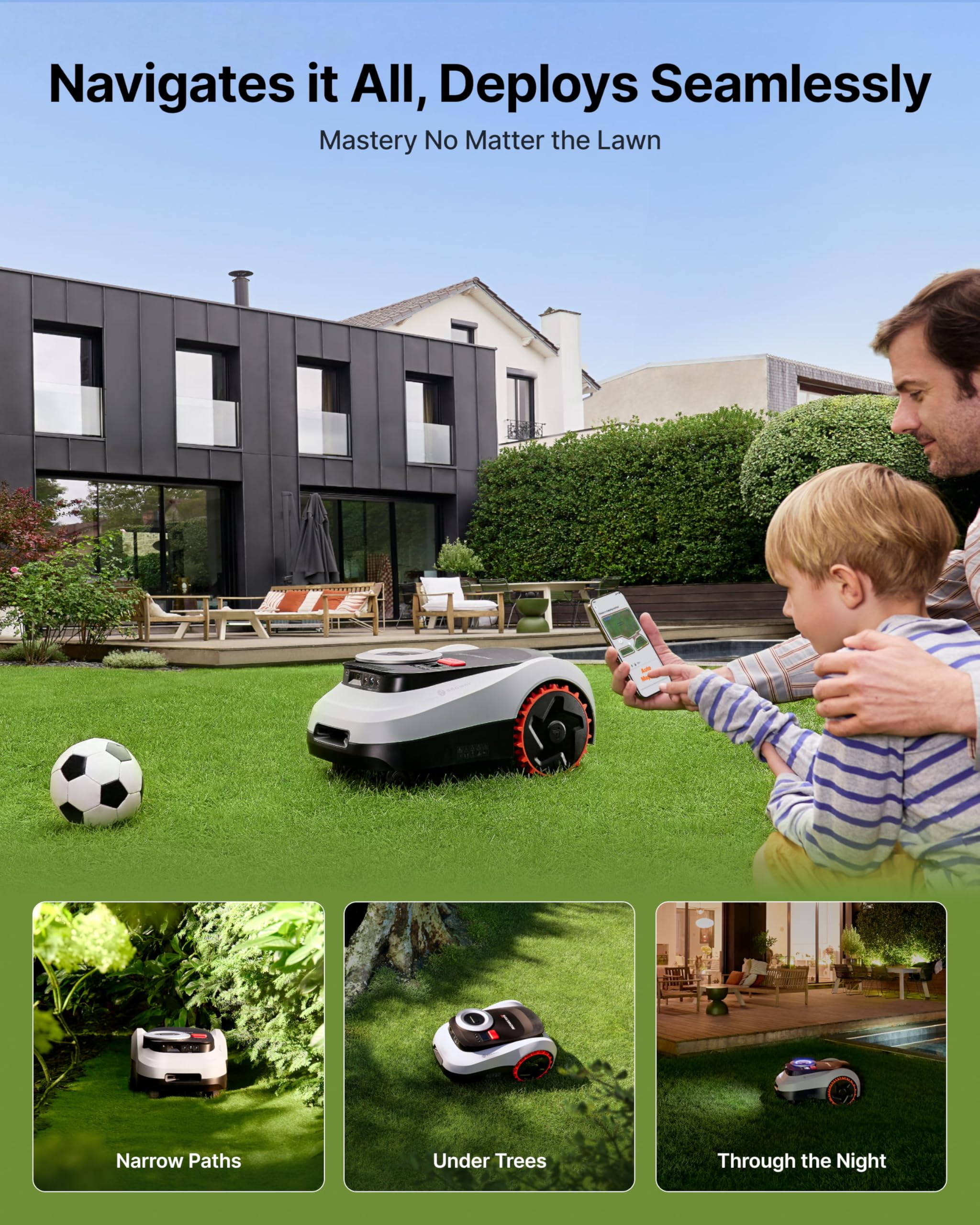 Segway Navimow i215 LiDAR Robot Lawn Mower – Wire-Free LiDAR Robotic Mower for Lawns up to 0.37 Acre