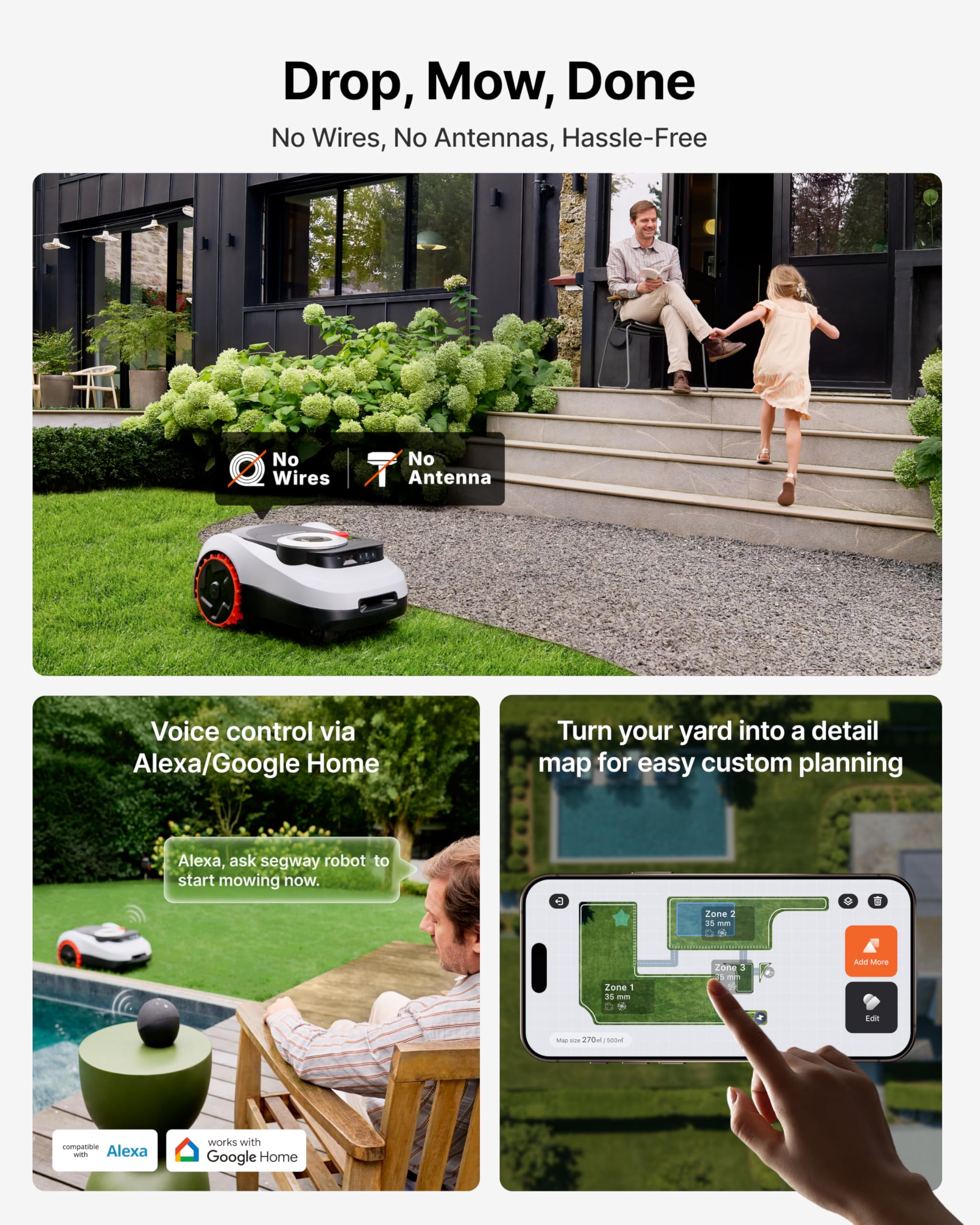Segway Navimow i215 LiDAR Robot Lawn Mower – Wire-Free LiDAR Robotic Mower for Lawns up to 0.37 Acre