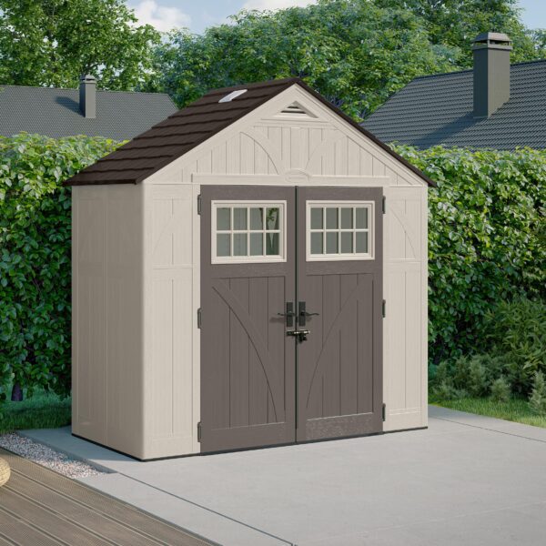 Suncast Tremont 8 x 4 ft Resin Storage Shed – Weatherproof Outdoor Plastic Shed for Garden & Garden