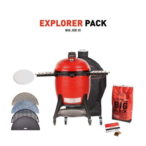 Kamado Joe Big Joe III Charcoal Grill & Smoker with Explorer Pack – 24 in Ceramic Kamado Grill