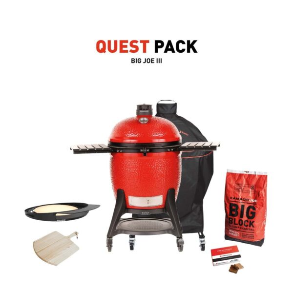 Kamado Joe Big Joe III Charcoal Grill & Smoker with Quest Pack – 24 in Ceramic Kamado Grill