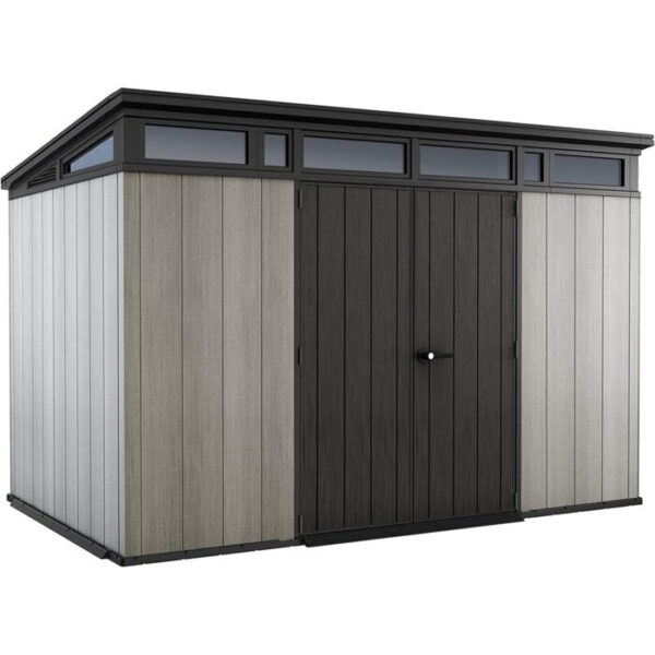 Keter Artisan 11 x 7 ft Resin Storage Shed – Heavy Duty Pent Roof Outdoor Shed, Grey