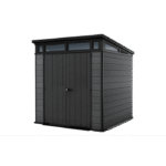 Keter Cortina 7 x 7 ft Resin Storage Shed – Heavy Duty Pent Roof Outdoor Shed, Dark Grey
