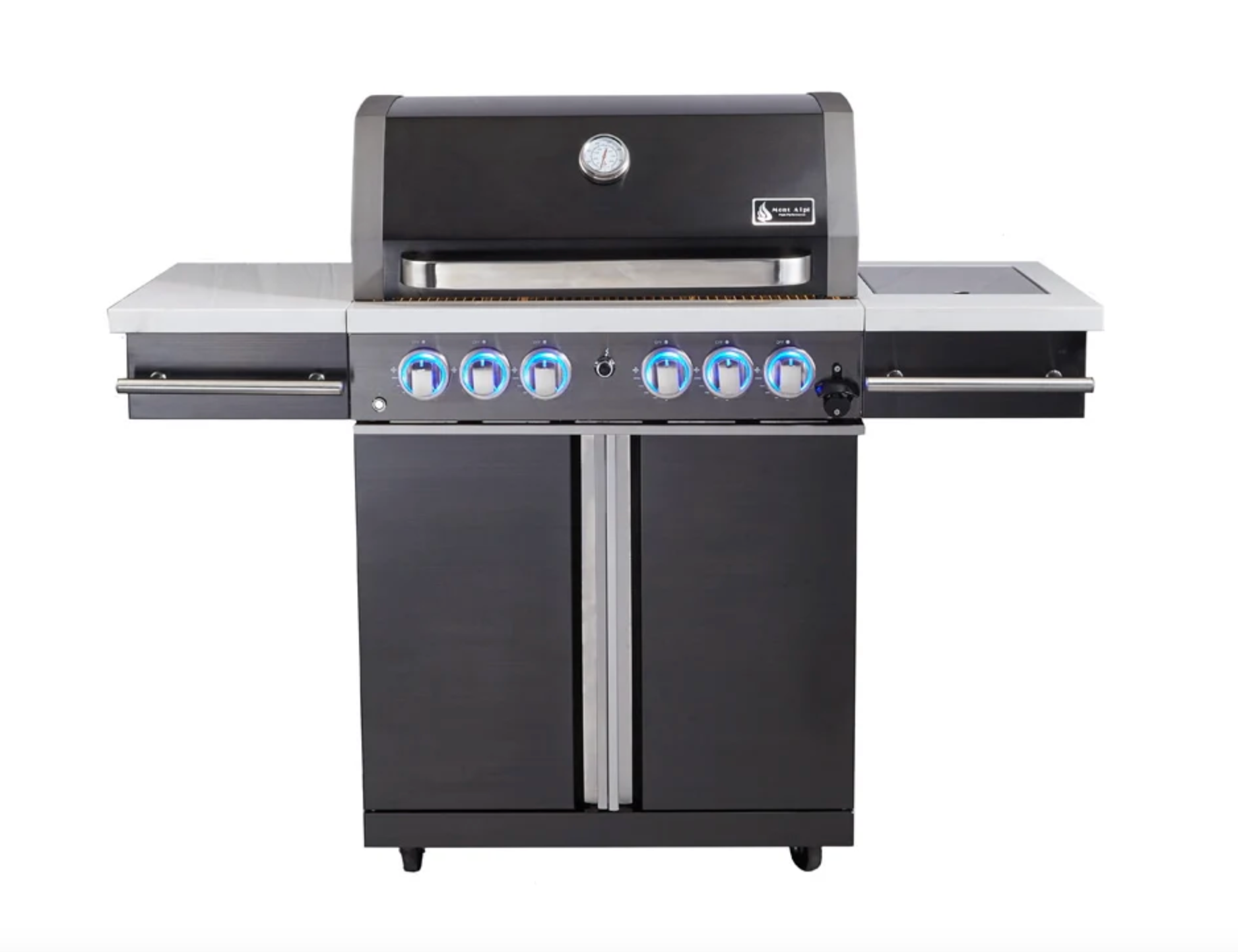 Mont Alpi Supreme 470 Carted Gas Grill – Stainless Steel 4-Burner BBQ Grill with Side Burner (S-470)