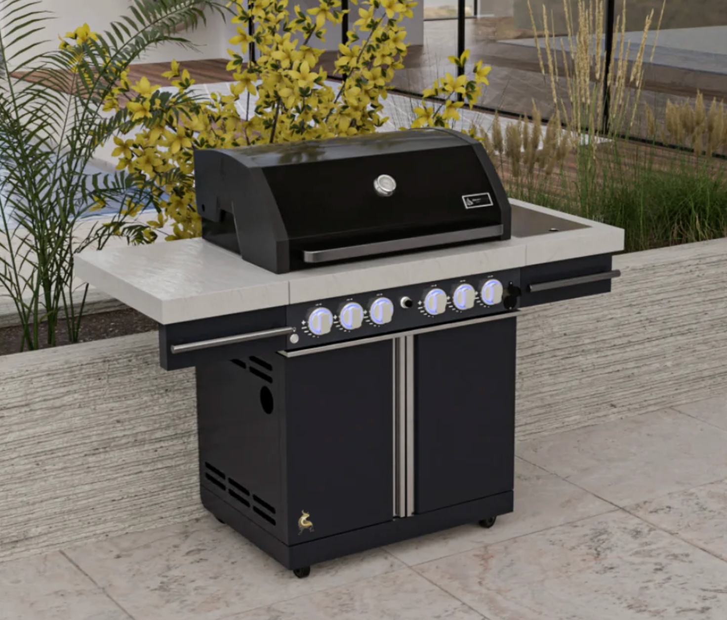 Mont Alpi Supreme 470 Carted Gas Grill – Stainless Steel 4-Burner BBQ Grill with Side Burner (S-470)