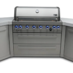Mont Alpi 805 Outdoor Kitchen Island with Two 45° Corners – 6-Burner Stainless Steel Gas Grill