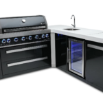 Mont Alpi 805 Black Stainless Outdoor Kitchen Island with Beverage Centre & 90° Corner – Grill, Sink & Fridge