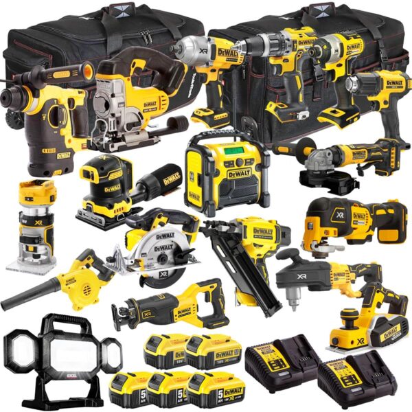 DEWALT 20V MAX XR 18 Tool Combo Kit with 5 Batteries & Charger – Cordless Power Tool Set (T4TKIT-1313)