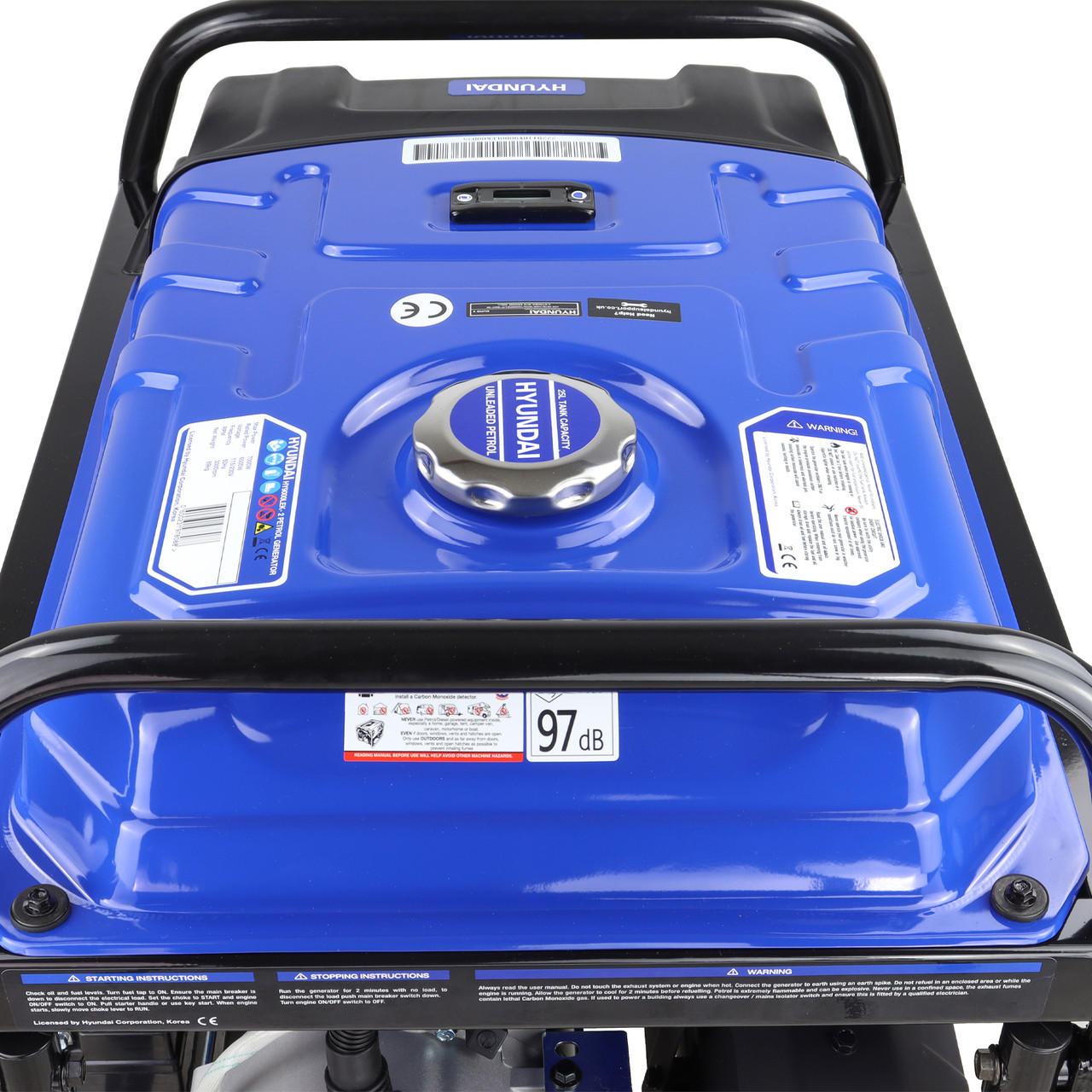 Hyundai HY9000LEK-2 7000W Gas Generator – Open Frame Electric Start Jobsite Generator with Wheel Kit