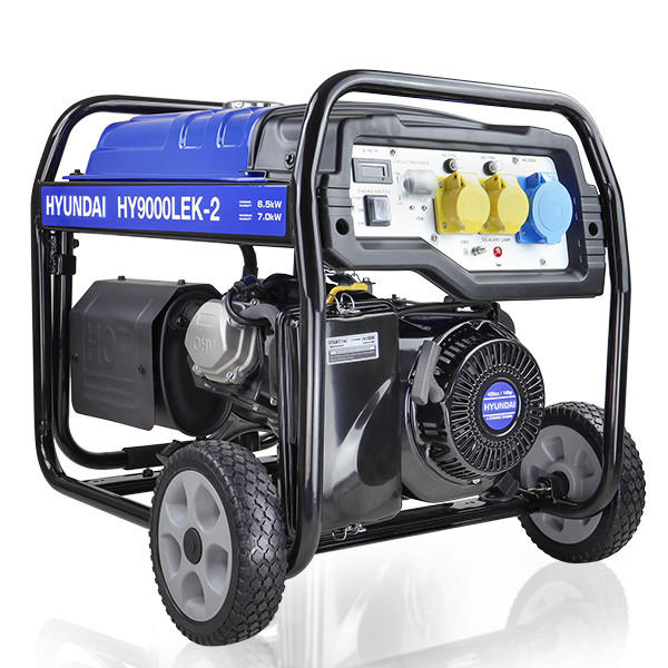 Hyundai HY9000LEK-2 7000W Gas Generator – Open Frame Electric Start Jobsite Generator with Wheel Kit