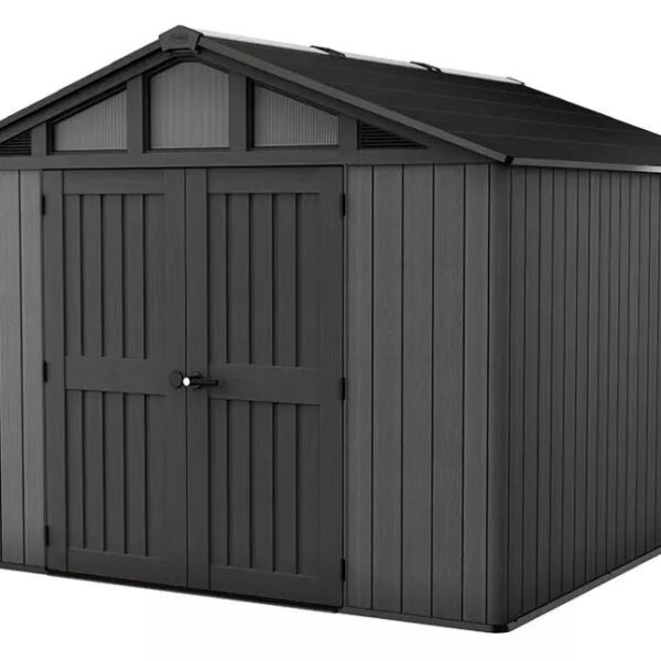 Keter Stronghold 10 x 11.5 ft Resin Storage Shed – Heavy Duty Outdoor Plastic Shed, Grey