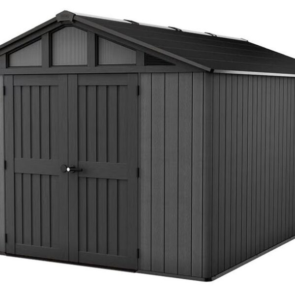 Keter Stronghold 10 x 15 ft Resin Storage Shed – Large Heavy Duty Outdoor Plastic Shed, Grey